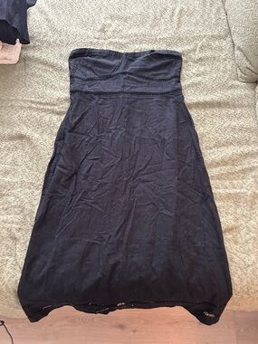 Abercrombie & Fitch Strapless Black Knit Dress with Eyelet Trim